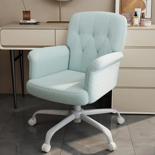 Vista 9 de Comfy - Silla de escritorio para oficina en casa, silla de tocador tapizada con ruedas y brazos, moderno asiento giratorio ajustable para sala