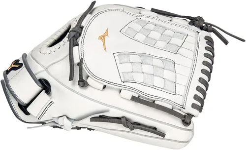 Vista 3 de Mizuno GMVP1250PF4W MVP Prime Fastpitch - Guante de sóftbol de 12.5 pulgadas, Trident Web, lanzamiento a mano derecha, blanco/gris