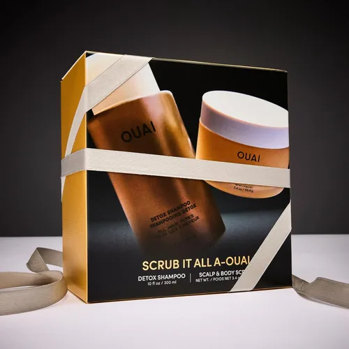 Vista 2 de OUAI Set de cuidado del cabello – Champú clarificador y exfoliante para el cuero cabelludo – Limpieza profunda y equilibrio – Kit de cuidado
