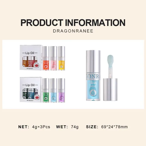 Vista 9 de Juego de 3 aceites hidratantes para labios, aceite hidratante para labios, brillo labial, transparente, sin pegajoso, bálsamo labial, cuidado