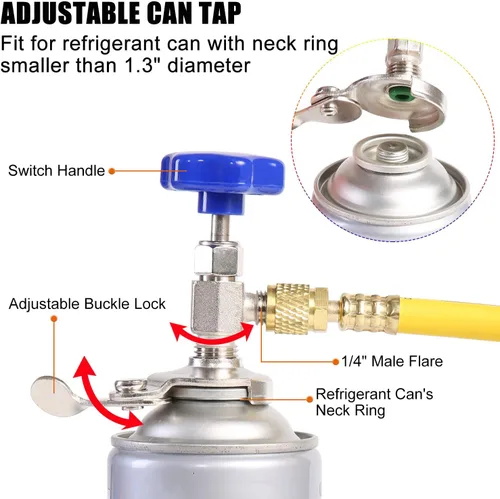 Vista 8 de JIFETOR Juego de manómetros de colector de CA de 3 vías, herramienta de carga de refrigerante de diagnóstico HVAC para refrigerante R134A R404A