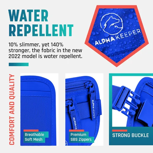 Vista 6 de Cinturón de dinero para viajes RFID delgado soporte para pasaporte bolsa de viaje para proteger tus papeles importantes y dinero tela suave e