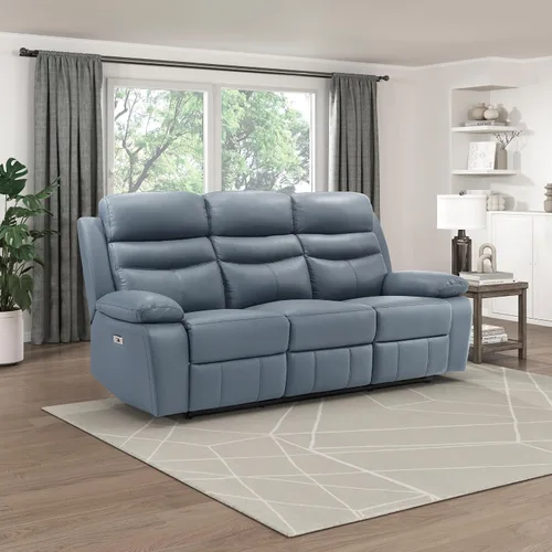 Vista 15 de Lexicon Leather Match - Sofá reclinable manual para pared, color azul