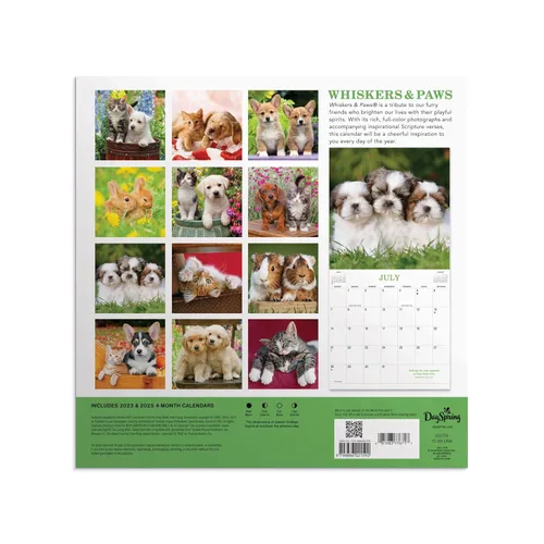 Vista 2 de Whisker & Paws 2024 Wall Calendar A 2024 Inspirational DaySpring Calendar - Puppy and Kitten Calendar