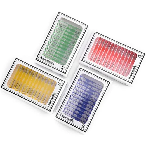 Diapositivas de microscopio preparadas de plástico para niños, Cainda 48 piezas muestras de animales, insectos, plantas, flores para estudiantes,