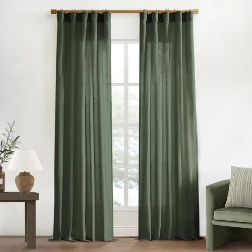 Vista 82 de XTMYI - Cortinas transparentes de 54 pulgadas de largo, juego de 2 paneles para baño, cortinas cortas de lino y algodón con semi privacidad