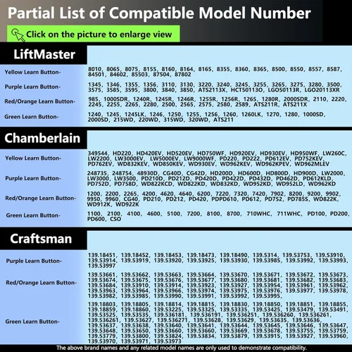 Vista 6 de 2 llaveros universales para abrir puertas de garaje, 4 botones, programable, compatible con abridor Liftmaster Chamberlain Craftsman con botón