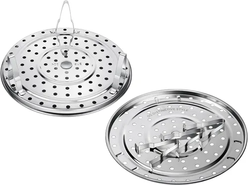 Vista 7 de DS. DISTINCTIVE STYLE Estante de vapor de acero inoxidable 304, bandeja de vapor con patas extraíbles para olla a presión instantánea, cesta