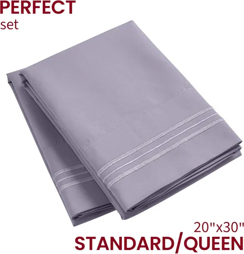 Vista 225 de Mellanni Fundas de almohada de lujo, extrasuaves, refrescantes, fundas de almohada de 2 piezas de la colección Icónica, cierre de sobre