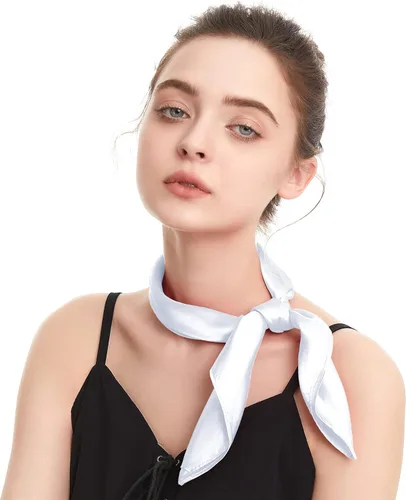 Vista 3 de Zando Bufanda de seda cuadrada de gasa de color sólido, bufandas retro para mujer, bufandas para el cuello, bufanda, monedero, bufanda