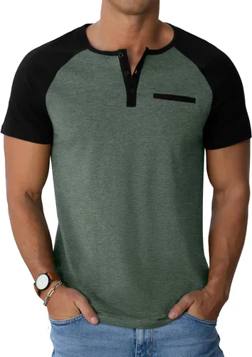 Vista 5 de Sailwind Camisetas casuales de algodón Henley de manga corta con bolsillo para hombre