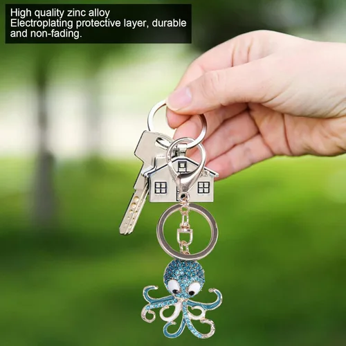 Vista 2 de TOPINCN Keychain Rhinestones Gift Charm Pendant Bag Bubble Bag Key Ring Versatile Ornament Girls 2Pcs Rhinestones Sequins (blue+blue)