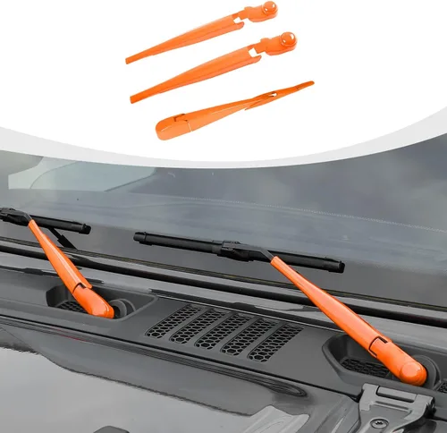 Vista 23 de RAZPOY JK Limpiaparabrisas frontal y trasero, 3 piezas, compatible con Jeep Wrangler JK JKU 2007-2017, azul