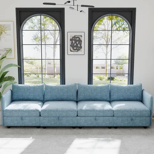 Vista 6 de Sofá modular de 4 asientos en forma de L de 98.5 pulgadas, sofá modular