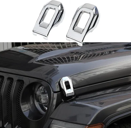 Vista 14 de RT-TCZ Cubierta de pestillo de capó, soportes exteriores de bloqueo de capó, accesorios de decoración de ABS para Jeep Wrangler JL JLU y Gladiator