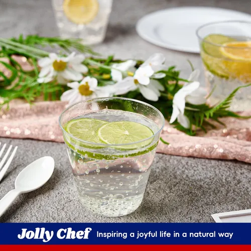 Vista 5 de JOLLY CHEF Vasos desechables de plástico transparente de 10 onzas, paquete de 100 vasos de plástico transparente resistente para boda, Acción