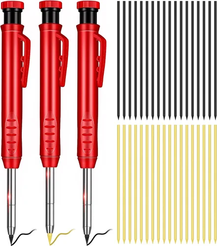 Outus Lápiz de carpintero sólido con sacapuntas y lápices mecánicos, lápices de carpintería para pisos de madera, marcador, carpintero, dibujo,