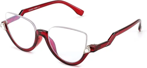 Vista 8 de FEISEDY Gafas de lectura para las mujeres moda medio marco ojo de gato gafas antideslumbrantes B0067
