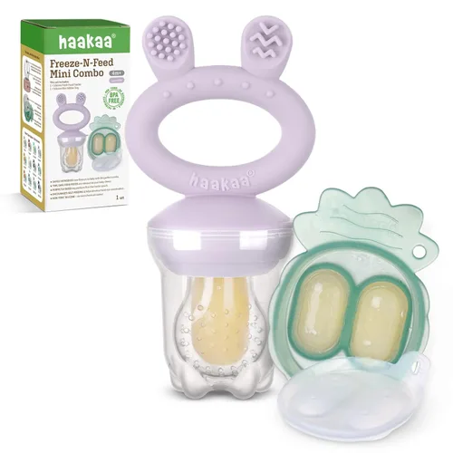 Vista 12 de haakaa Comedor de alimentos de frutas para bebé y mini bandeja de picar con congelador, moldes de piruleta de leche materna para alivio