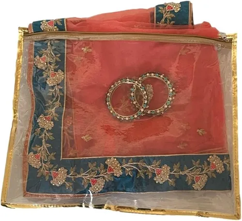 Vista 5 de SRB50-S - Juego de 10 bolsas de almacenamiento de ropa transparente, funda de sari, funda de sari, bolsa de sari, bolsa de almacenamiento de sari