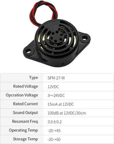 Vista 2 de 3PCS DC 3-24V 90dB Zumbador electrónico piezoeléctrico activo Piezo tono de alarma timbre sonido continuo (negro) SFM-27-W