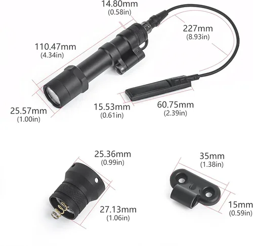 Vista 7 de NOBUHIRO Linterna táctica M600B de 600 lúmenes, versión sin logotipo con base giratoria de montaje reemplazable para riel Picatinny y Mlok/Keymod