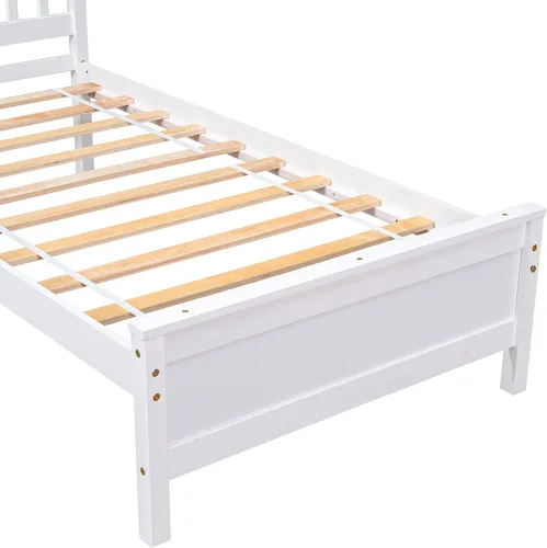 Vista 9 de Harper & Bright Designs Base de cama individual con mesita de noche, cama de plataforma de madera tamaño individual con cabecero y estribo