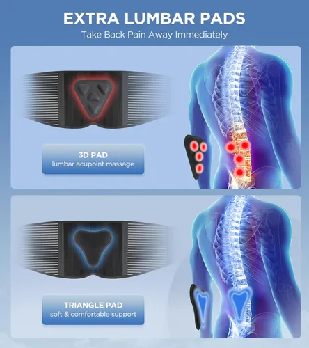 Vista 3 de Soporte de espalda para aliviar el dolor de espalda baja con almohadilla lumbar 3D, cinturón de apoyo de espalda 6X con tiras alternativas