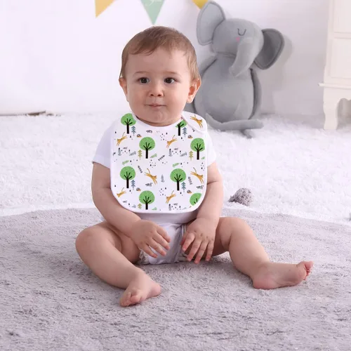 Vista 3 de Maiwa - 6 paquetes de baberos impermeables de algodón para bebés, niñas y niños, con broches para babeo y alimentación