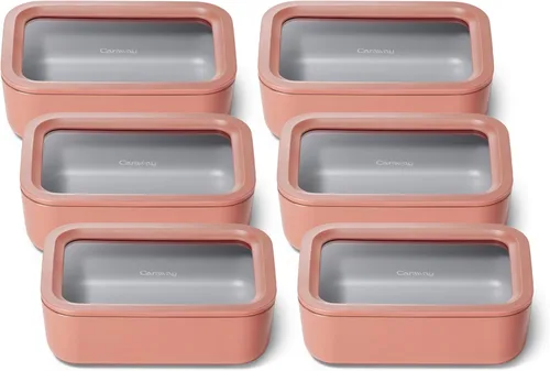 Vista 27 de Caraway Set de 2 piezas de recipientes de vidrio para almacenamiento de alimentos - (2) recipientes de vidrio de 1.75 tazas - Vidrio recubierto