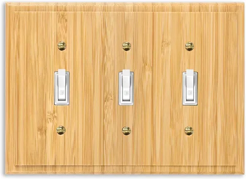 Vista 13 de Placa de interruptor de luz de palanca simple de madera maciza de 4.8 x 3.14 pulgadas, cubierta de interruptor de luz de calidad de madera cruda