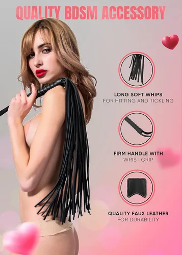 Vista 2 de Látigo para montar látigo de piel sintética para principiantes jugar negro 27