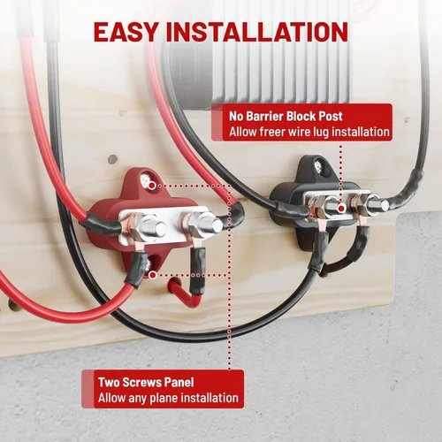 Vista 5 de RED WOLF Bloque de distribución de energía de 12 V 100 A, barra colectora de doble perno de 14 pulgadas, barra de bus M6, poste de conexión