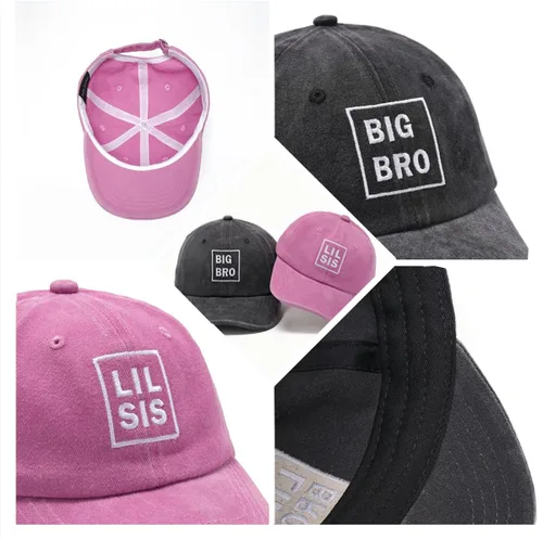 Vista 4 de Vintage Cotton Hats for Men Women Adjustable Baseball Cap Hermana grande