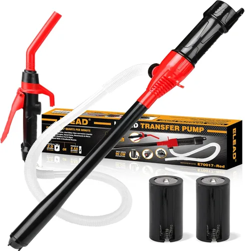 Vista 10 de ELEAD Bomba portátil con batería - Bomba eléctrica de transferencia de combustible/agua 2.4 GPM, bomba de sifón líquido con control de flujo