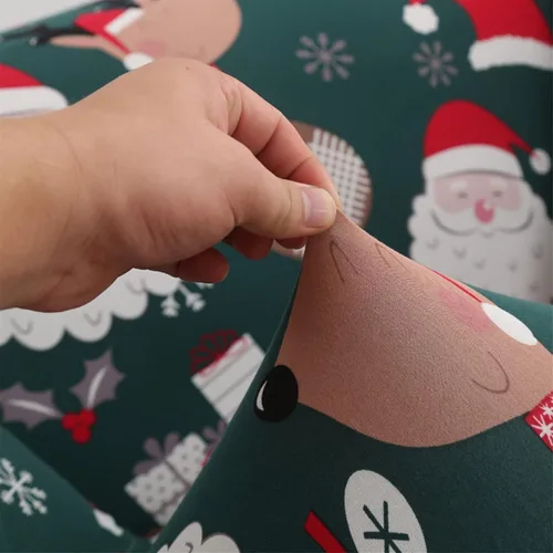 Vista 4 de Yiran - Funda de sofá verde de Navidad, protector de muebles para niños y mascotas con Santa Claus impreso, funda elástica para sofá de 3 plazas