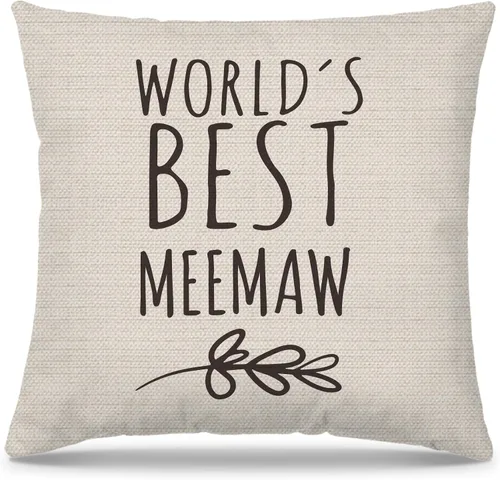 Meemaw - Fundas de almohada de 18 x 18 pulgadas, regalos para la mejor abuela para cumpleaños, día de la madre de parte de nietos, la mejor funda de