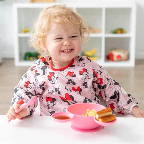 Vista 3 de Bumkins Disney Baby Babero con mangas impermeable, 6-24 meses, Minnie Classic