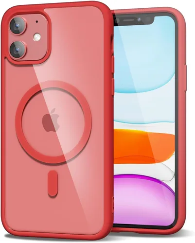 Vista 196 de oakxco Funda magnética transparente compatible con Magsafe, delgada, transparente, no amarillea, híbrida de silicona suave y cubierta protectora