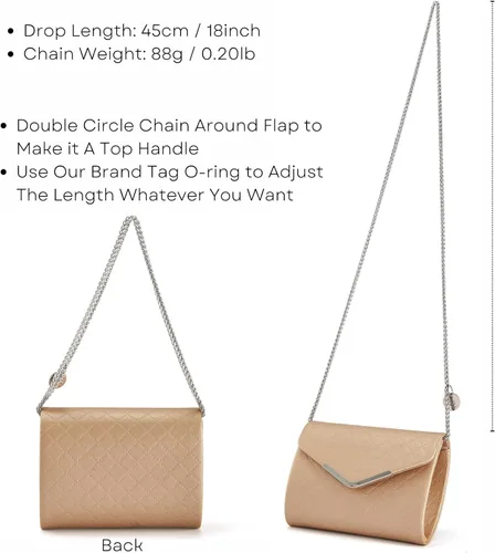 Vista 7 de Ava&Lina Bolso de mano para mujer, bolso de mano acolchado plateado, cadena ajustable acolchada