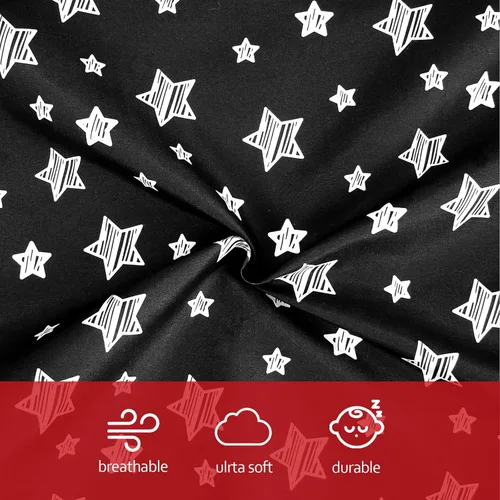 Vista 3 de Funda de almohada de lactancia negra con estampado de estrellas para bebés y niños, se adapta perfectamente a almohadas de lactancia Boppy, fundas