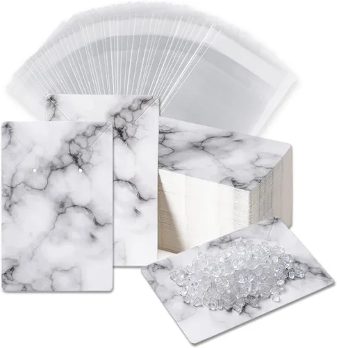 Vista 7 de Tarjetas para Aretes, Juego de Suministros para Fabricación de Joyas con 100 Piezas de Tarjetas Porta-Aretes, 200 Piezas de Respaldos para Aretes