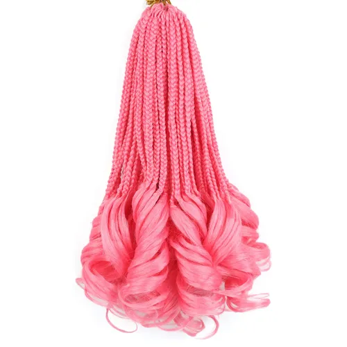 Vista 59 de Cabello de ganchillo con rizos franceses, trenzas de cabello de ganchillo con puntas rizadas, 14 pulgadas, preenlazadas, trenzas de caja tipo diosa