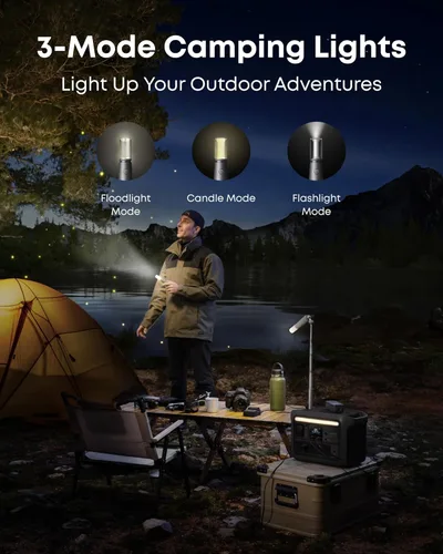 Vista 3 de Anker SOLIX C800X - Estación de energía portátil con panel solar de 100 W, generador solar de 1200 W con luces de campamento, batería LiFePO4 de 768