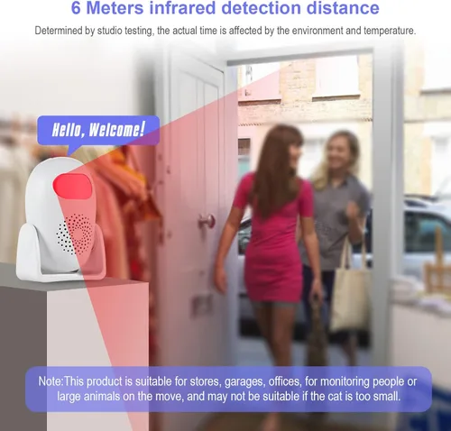 Vista 2 de Alarma con sensor de movimiento con 17 campanillas, 3 modos de alarma, 4 niveles de volumen, alarma inalámbrica con detector de movimiento