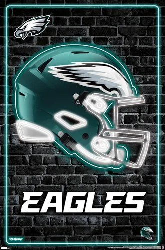 Vista 13 de Trends International NFL Philadelphia Eagles - Póster de pared con casco neón 23, 34 pulgadas de largo x 22.4 pulgadas, versión enmarcada de madera