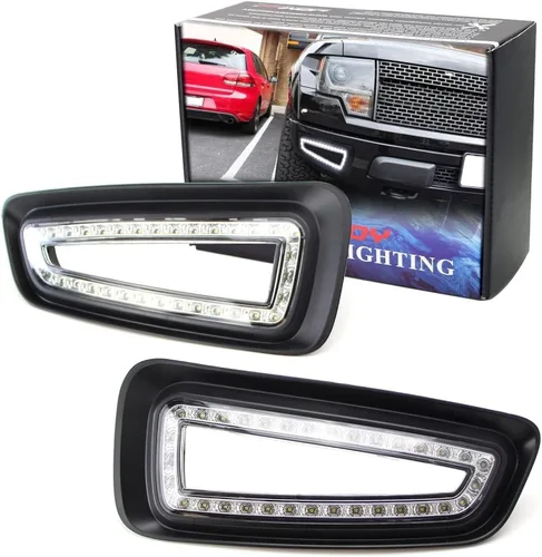 iJDMTOY Luces de circulación diurna blancas de parachoques inferior compatibles con Ford Raptor SVT 10-14, ajuste directo en la apertura del