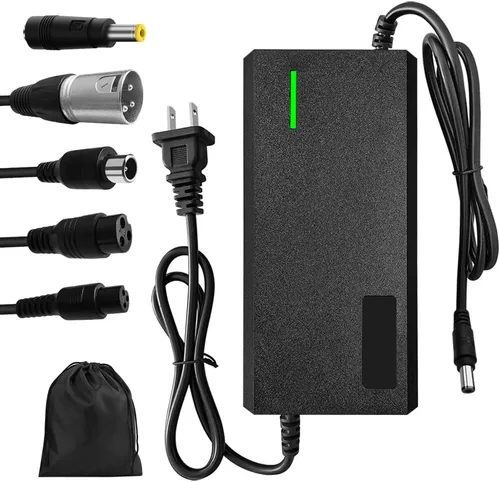 Cargador de 54.6V 3A, la velocidad de carga es 100% más rápida que 1.5A y 50% más rápida que 2A, 6 enchufes para varias baterías de litio, como