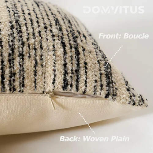 Vista 4 de DOMVITUS Boucle Fundas de almohada de 12 x 20 pulgadas, fundas de almohada color crema, almohadas decorativas para cama, sofá, almohadas