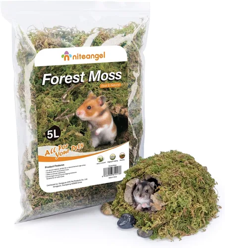 Niteangel Cama de musgo natural suave de musgo de bosque de 5L para hámsters sirios enanos, jerbos, ratones, degus u otros animales pequeños